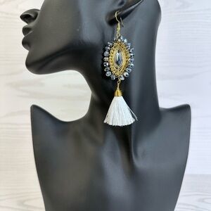 New handmade Elegant Gold and Silver and white Tassel Earrings14k gold platted